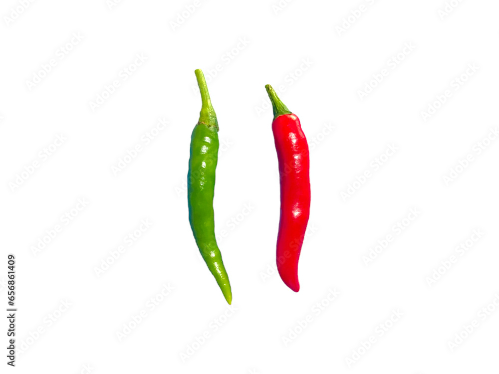 Red chili pepper, spiciness. isolated object on white background.