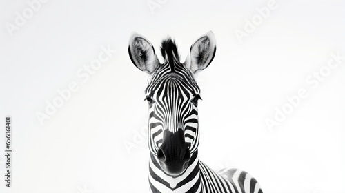  a black and white photo of a zebra looking at the camera.  generative ai