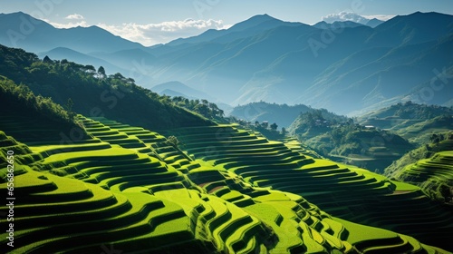 terraces in the rice fields on cool mornings
