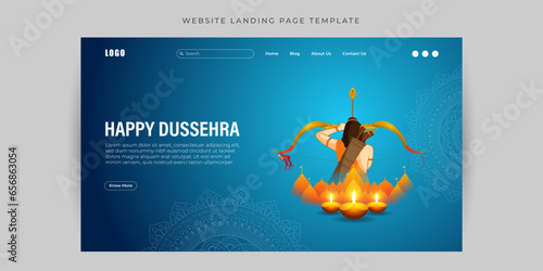Vector illustration of Happy Dussehra Website landing page banner Template