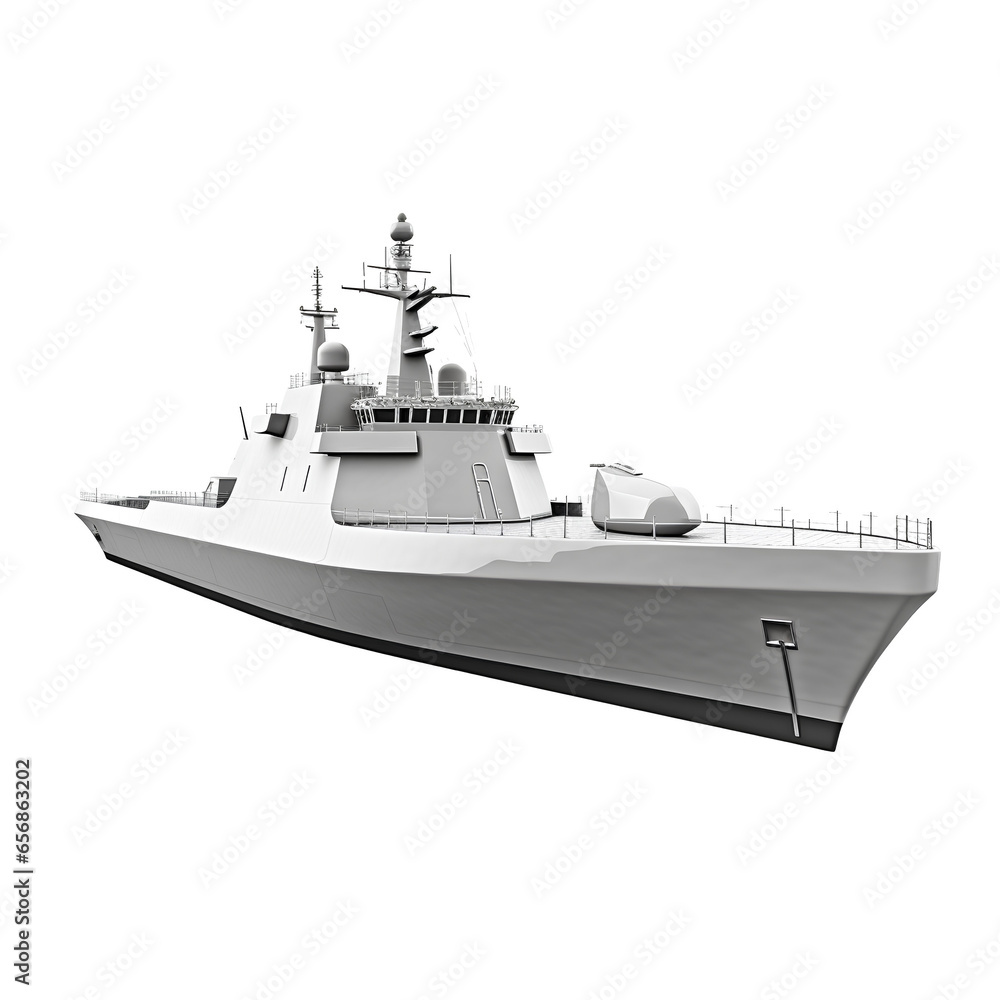 Warships on transparent background PNG. Naval war concept.