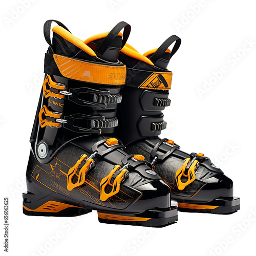 Ski Boots, transparent background, isolated image, generative AI
