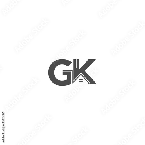 Letter gk home logo design concept vector template