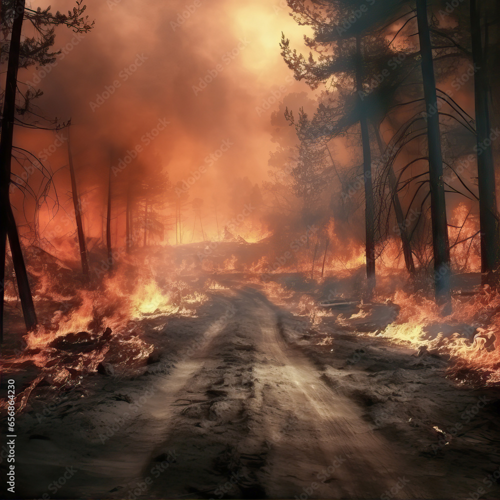 Obraz premium Fire in the forest