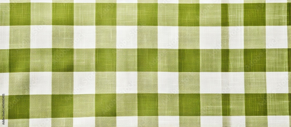 Checkerboard pattern tablecloth and olive textile napkin background Plaid fabric macro Checkerboard pattern tablecloth and olive textile napkin background Plaid fabric macro