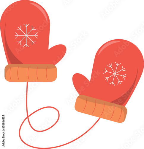 clipart red mittens with snowflakes