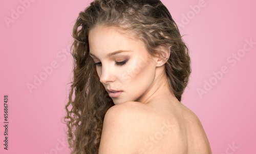 Beautiful young happy woman with clean skin