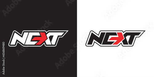 NEXT Letter Typhography Text, with Arrow Next Logo Design