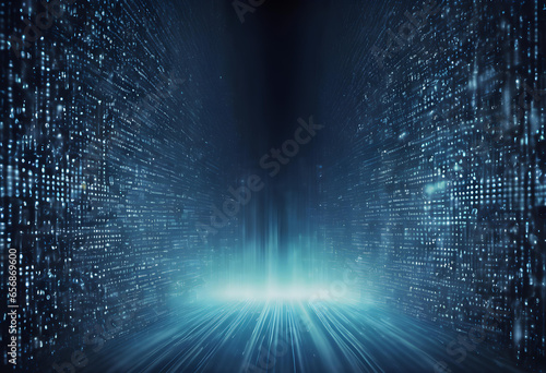 Binary Code. Digital. Computer Screen. Blue. Data. Technology. Information. Coding. Programming. Computer Background. Binary Digits. Tech Wallpaper. Digital Display. Code. AI Generated. photo