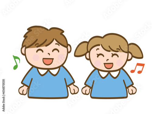 満面の笑顔の男の子と女の子_保育園児の兄妹