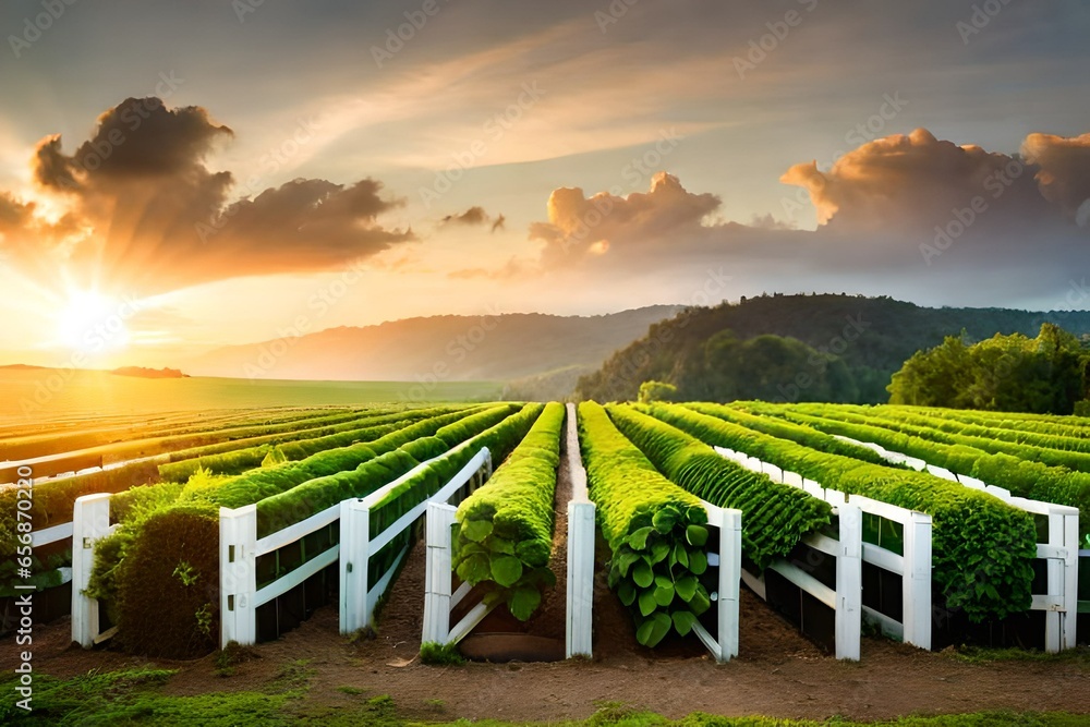 Obraz premium vineyard in sunset