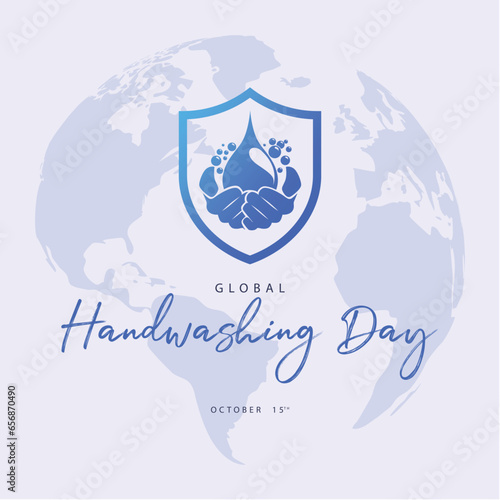 Global handwashing day. Vector illustration of washing hands. Suitable for templates, web, social media, greeting cards etc