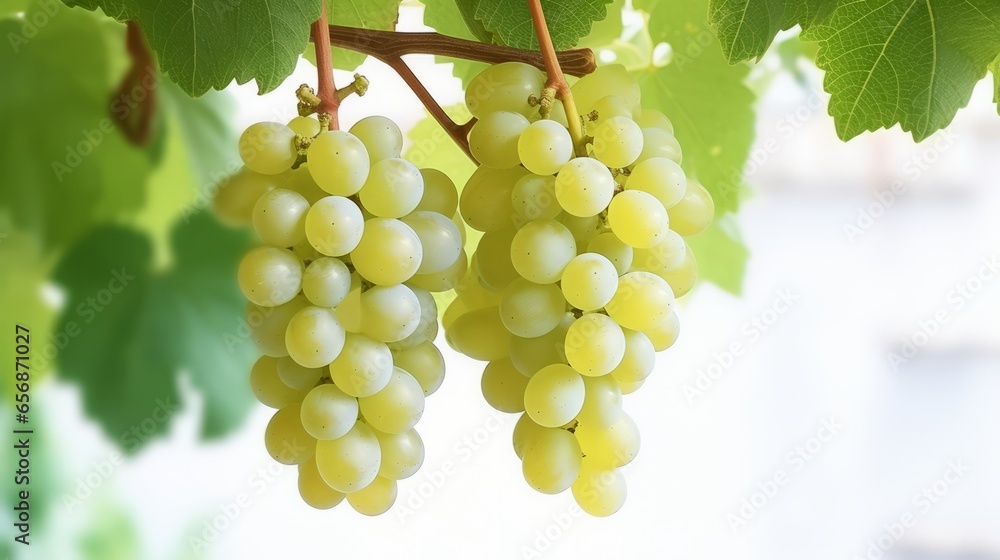 Green grapes that are about to ripen with tons of vegetation in the background. Green grapes that are about to ripen with tons of vegetation in the background.