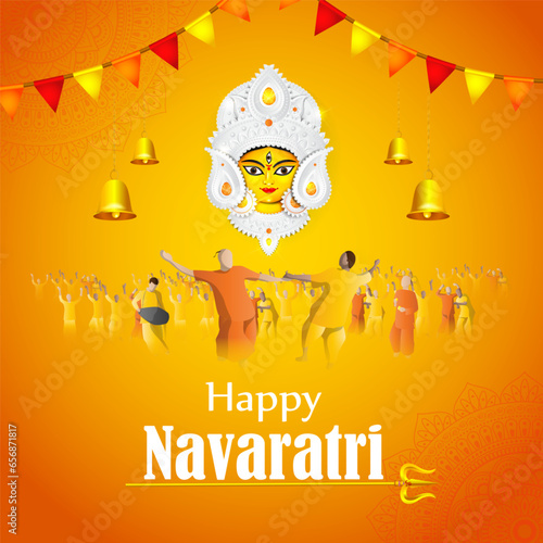 Vector illustration of Happy Navratri social media feed template