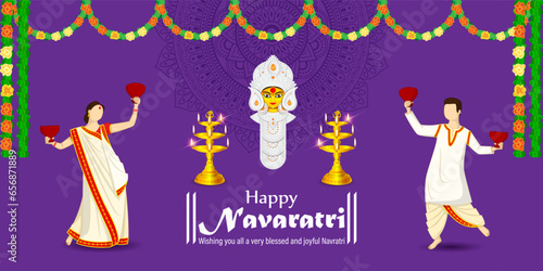 Vector illustration of Happy Navratri social media feed template