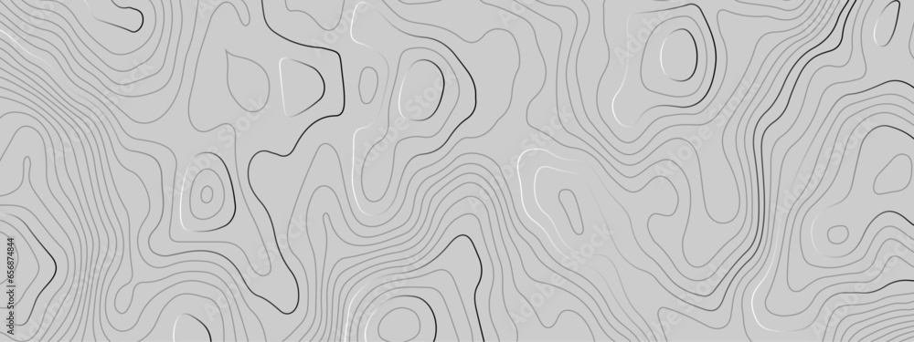 Topographic line contour map background. Abstract wavy topographic map and curved lines background. Abstract geographic wave grid line map. Gradient wave line background. - obrazy, fototapety, plakaty 