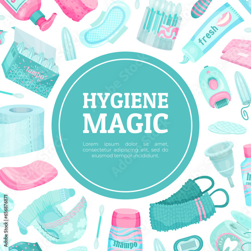 Essential Personal Hygiene Items Banner Design Vector Template