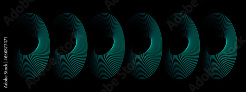 Green dots in motion dark vector abstract background particles array wavy flow