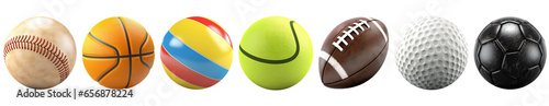 Set of sport games balls isolated on transparent