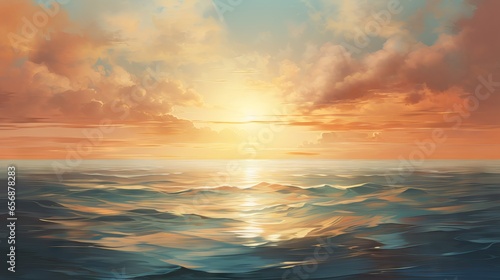 Sun reflections on the sea: a bright and beautiful seascape for calming and uplifting designs photo