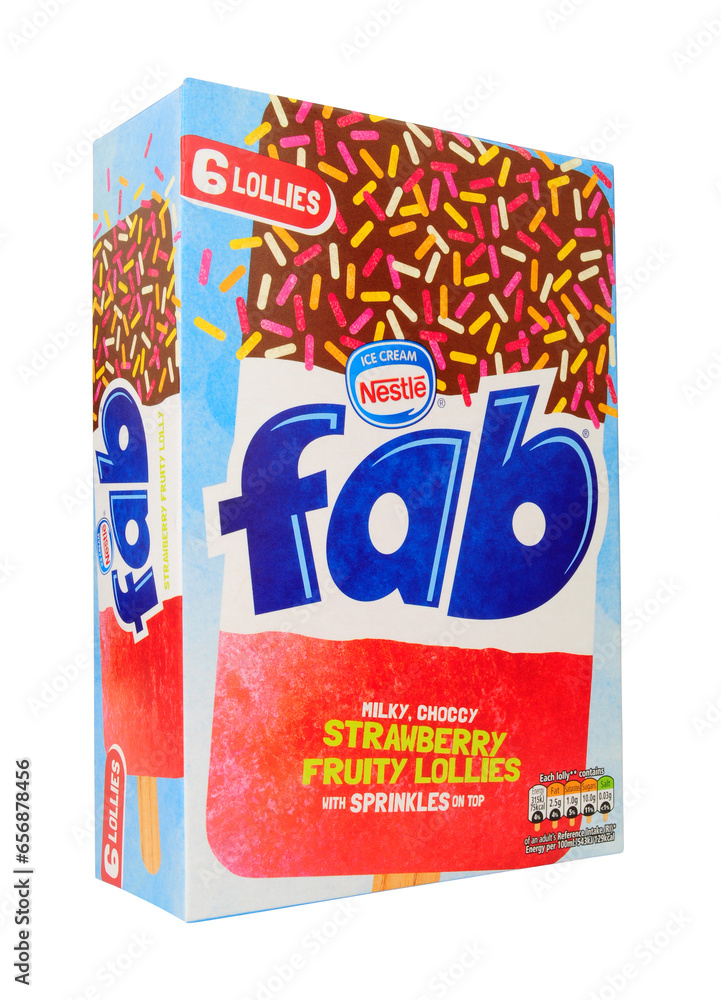 Nestle Fab lollies, strawberry and vanilla ice lollies with chocolate