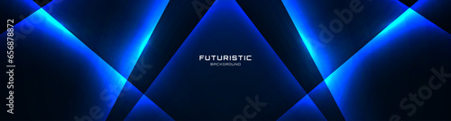 3D blue techno abstract background overlap layer on dark space with glowing shape effect decoration. Modern graphic design element cutout style concept for banner, flyer, card, or brochure cover