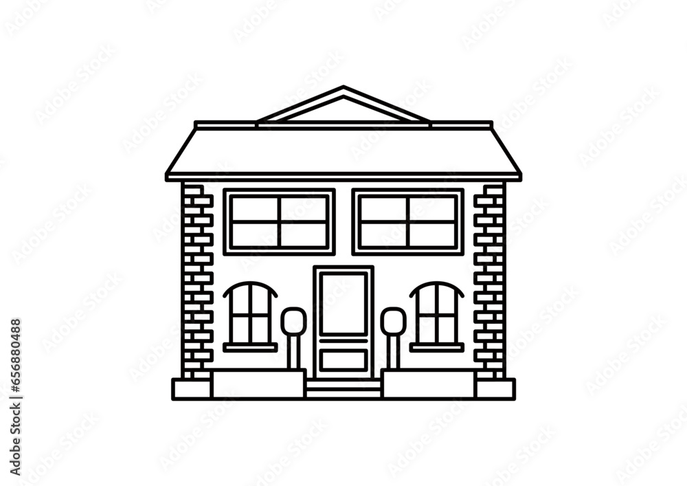 Building, stores and house icons. Flat style buildings symbols for webs and apps on white background. Real estate. High quality architecture Vector illustration.
