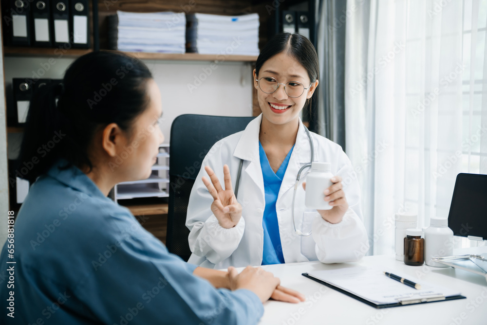 Doctors explain the use of medication to patients. healthcare and medical concept. Doctors explain the use of medication to patients. healthcare and medical concept.