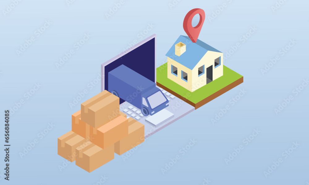 Obraz premium 3D Delivery service.3D design.isometric vector design Illustration.