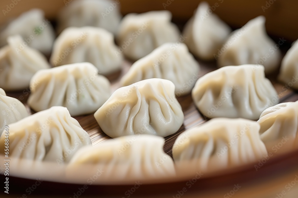 close-up of a dumpling filling