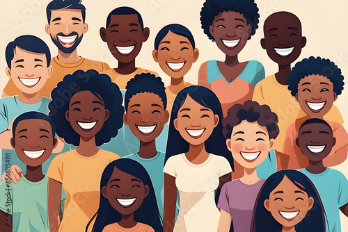 generative AI.people of all races with a big smile