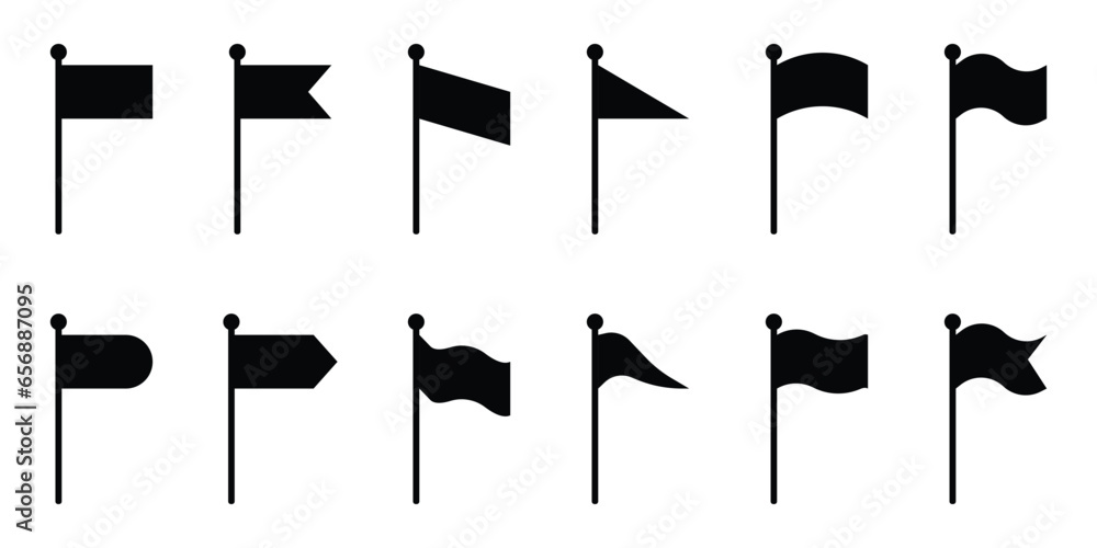 set of black flag icons, flag icons vector Stock Vector | Adobe Stock