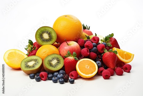 a selection of fresh fruits on a white background