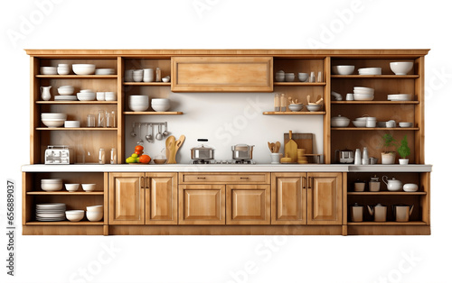 Elevate Your Kitchen with Kitchen Cabinets Isolated on a Transparent Background PNG. Generative Ai