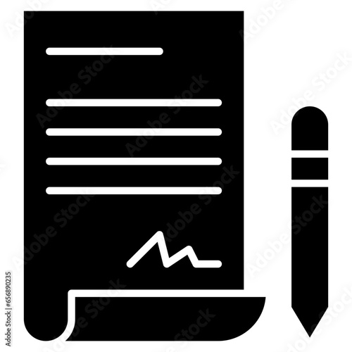 Vector Icon Contract, Page, Pencil, Signing, Paper