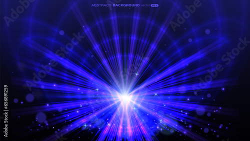 Abstract blue light beam background with circle glowing and glitter light effect