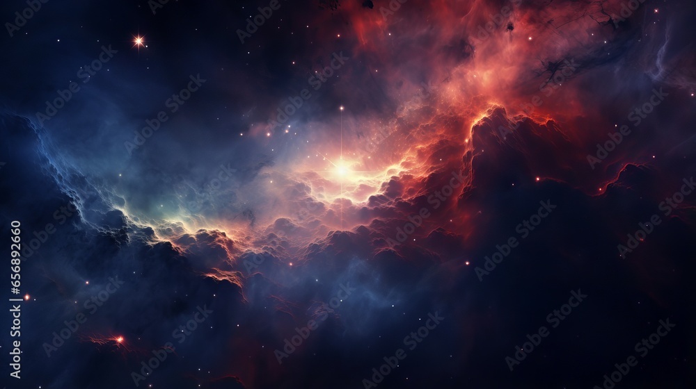 A cosmic wonder of star field and nebula: an outer space background with glowing and colorful effects A cosmic wonder of star field and nebula: an outer space background with glowing and colorful effects
