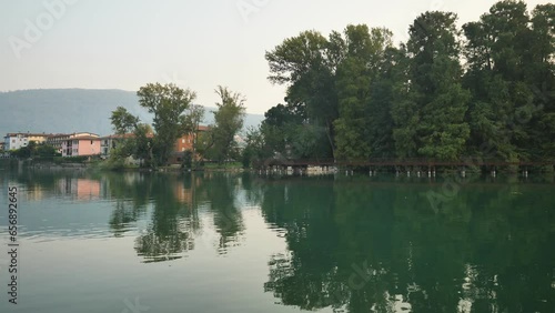 Iseo lake in Sarnico, Bergamo, Lombardy, Italy photo
