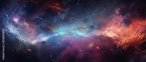 A cosmic wonder of star field and nebula: an outer space background with glowing and colorful effects