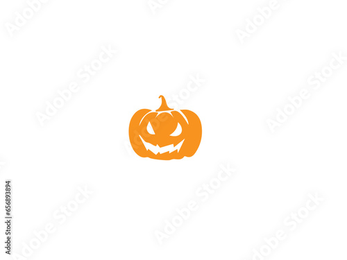 Halloween frame with cartoon pumpkin. Scary, roaring Jack o lantern face with sharp fangs, dripping saliva or droll. Isolated Halloween pumpkin creepy carving cartoon vector frame