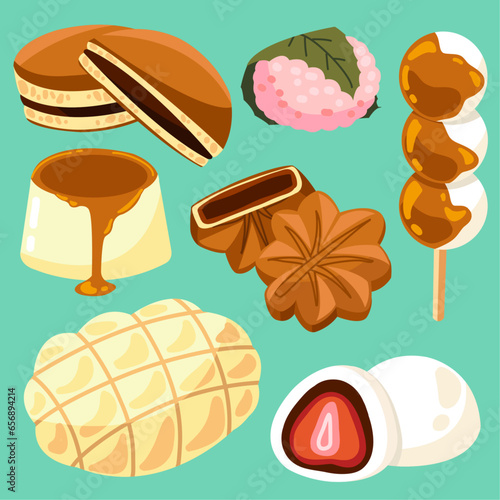set of Japanese traditional dessert