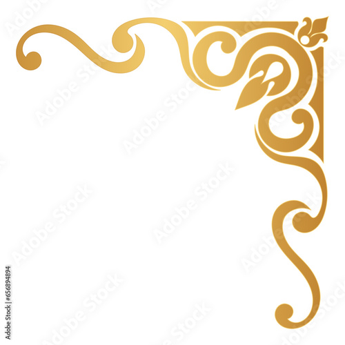 Gold vintage baroque corner ornament retro pattern antique style acanthus. Decorative design  filigree calligraphy. You can use for wedding decoration of greeting card and laser cutting.