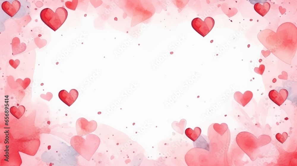 Watercolor greeting card template for Valentine's Day, without text