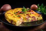 Frittata with ham on a plate