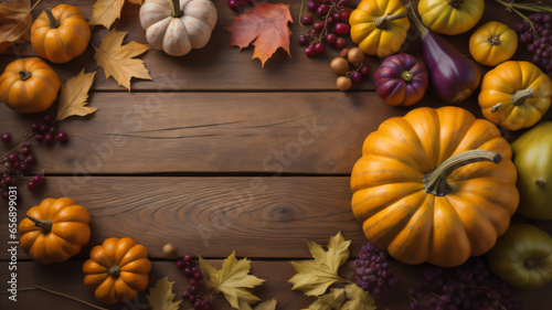 Autumn harvest pumpkin and squash background.ai generated
