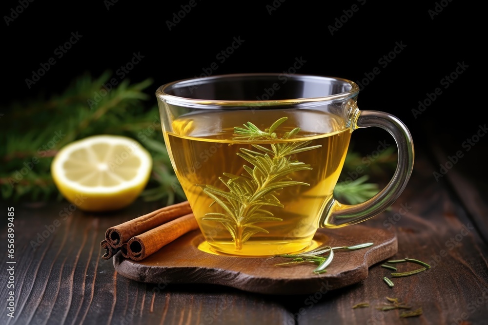 a cup of herbal infusion with lemon a cup of herbal infusion with lemon
