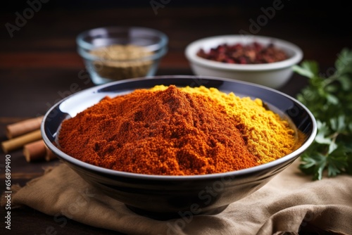 a bowl of ground spices used medically