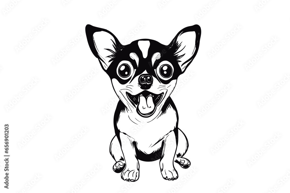 Sweet Chihuahua Portrait: A Vector Study of the Elegance in a Chihuahua