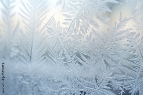 macro shot of frost patterns on a window © altitudevisual