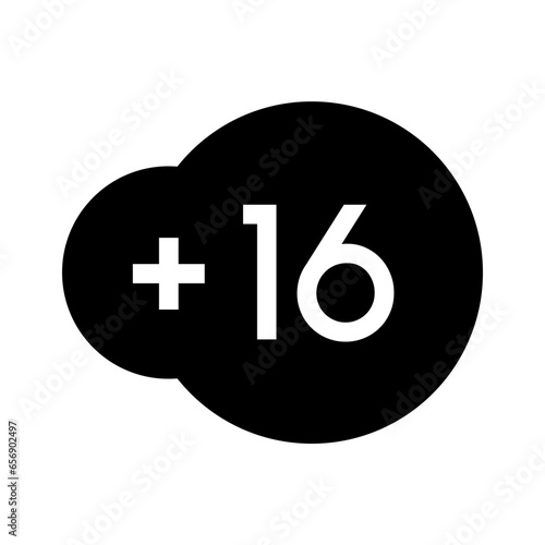 Prohibited under 16 symbol. Over 16 years old. Sign icon vector